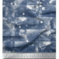 thumbnail image 3 of oneOone Cotton Poplin Twill Dusty Blue Fabric Texture & Leaves Panel Sewing Material Print Fabric By The Yard 56 Inch Wide, 3 of 3