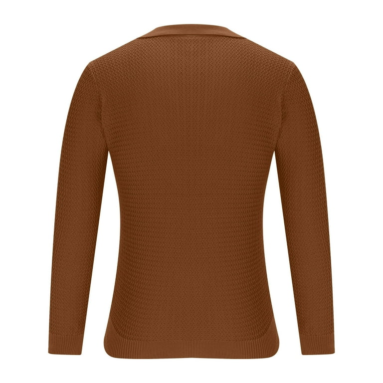 UVEASISHA Men's Button Up Sweaters Loose Fit Casual Solid Polos
