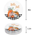 thumbnail image 2 of Thankgiving Ceramic s Set of 4, Fall Pumpkins Absorbent s For Drinks with Non-slip Cork Back and No Holder for Cups, Buffalo Plaid Black White, 2 of 7