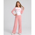 thumbnail image 3 of Yaoqi 11 Years Big Girl Outfit Set 12 Years Tween Girls Clothes Long Sleeves Letter Print Pullover Crop Top Wide Leg Pants 2pcs Clothing Pink, 3 of 7