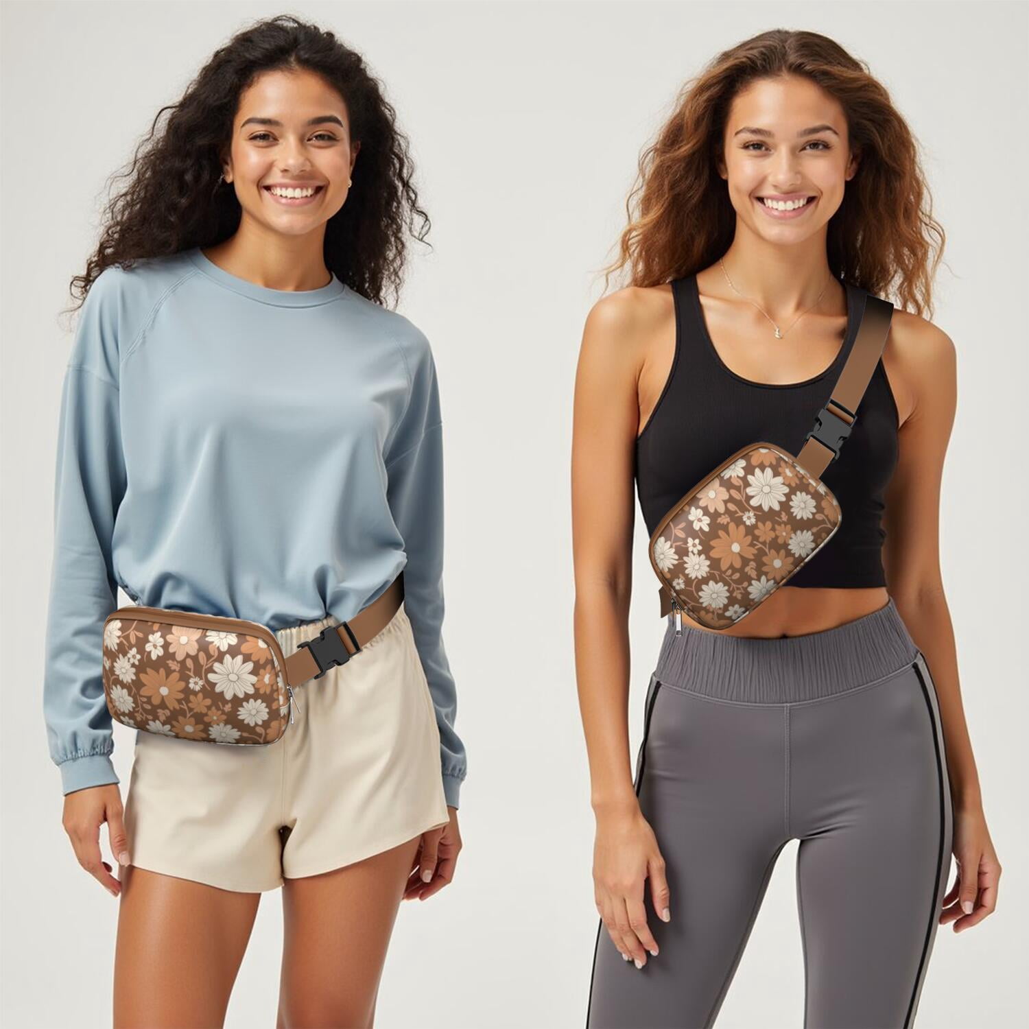 Vintage Daisy Fanny Pack – Artistic Wildflower Waist Bag for Women with Cute Retro Floral Print, Ideal for Spring, Summer & Autumn