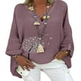 thumbnail image 1 of Nouvelle Année 2022 Femmes Grande Taille Ample Manches Longues Tunique Décontractée à Fleurs Col en V, 1 of 3
