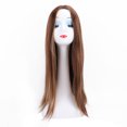 thumbnail image 2 of Women Long Straight Wig, Brown Gold Straight Wig Gradient Synthetic  for Party, 2 of 7