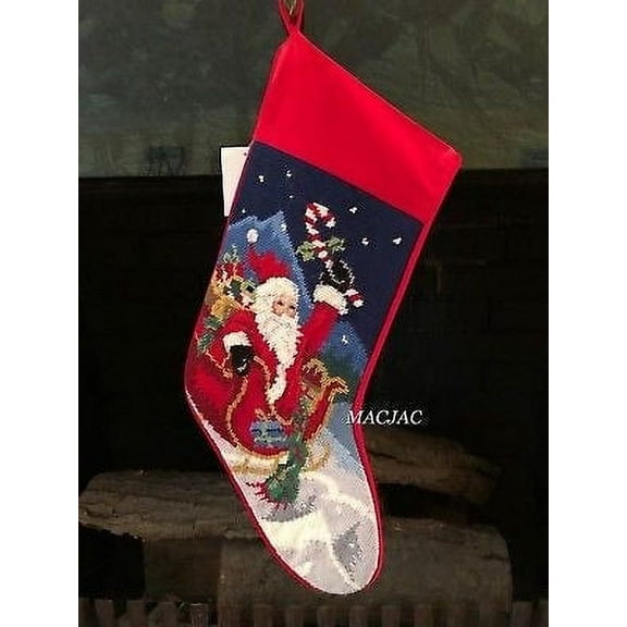 Peking Handicraft Christmas Santa Candy Cane Needlepoint Stocking MACJACLLC Weight 1 lb