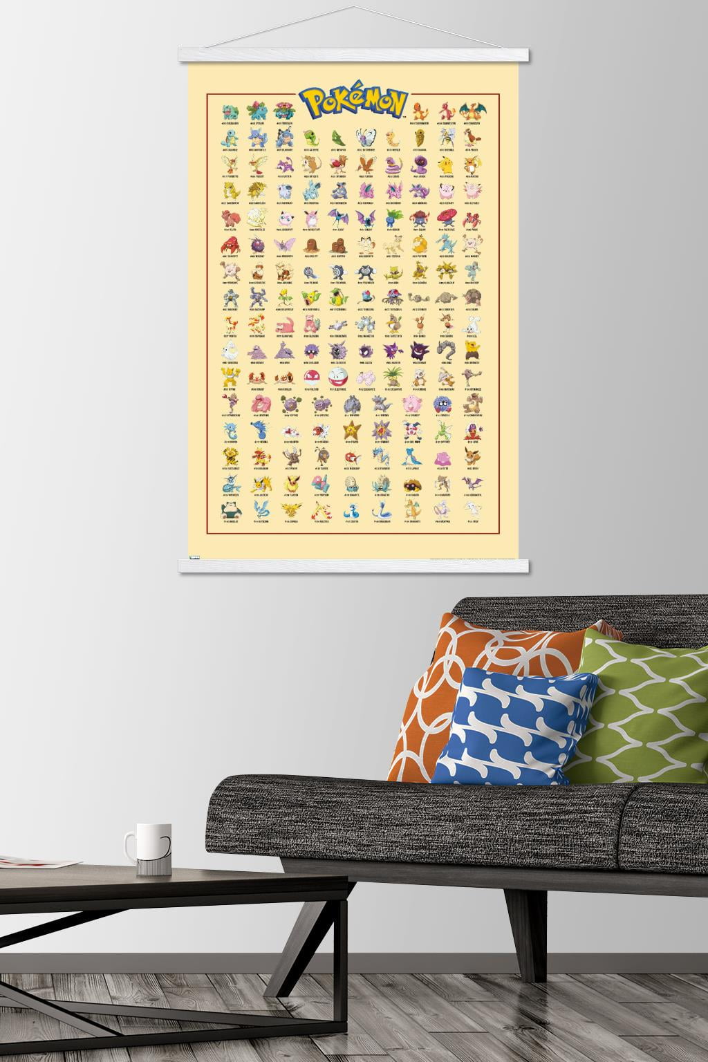 Pokemon - Kanto Grid Wall Poster with Magnetic Frame, 22.375" x 34"