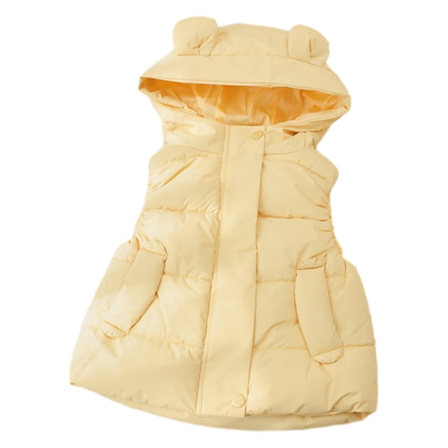 Chaleco acolchado cálido con capucha para niñas y niños, ropa de abrigo, chaleco aislante suave
