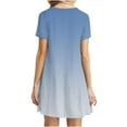 thumbnail image 6 of JTZGDY Dresses for Women Casual Tie Dye Gradient Color Block Print Summer Short Sleeve Round Neck Graphic Tshirt Dress Loose Flowy Beach Vacation Sundress Light Blue XL, 6 of 6