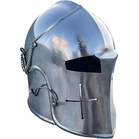 Medieval Barbuta Knight Helmet, Silver Steel, Templar Crusader Armour Helmet