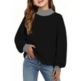 thumbnail image 2 of YOUYEDIAN Oversized Sweatshirts for Girls Fall Fashion Color Block Turtleneck Fleece Pullover Tops Loose Long Sleeve Hoodie, 2 of 4
