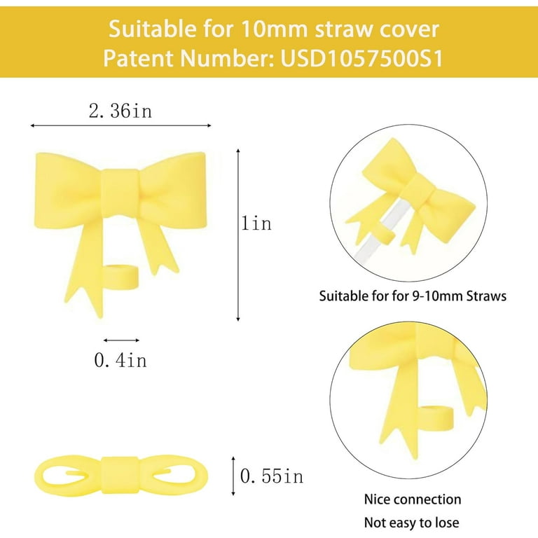 Yellow Bows Accessories for Stanley Cup 40&30oz Tumbler with Handle,Including Bow Straw Topper,Chapstick Holder, Boot, Keychain Charms for Stanley Cups(Yellow)