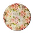 thumbnail image 1 of Rose Mouse Pad for Computers, Grunge Psychedelic Floral Motif with Dated Retro Dark Lace Boho Patterns, Round Non-Slip Thick Rubber Modern Gaming Mousepad, 8" Round, Pink Green Cream, by Ambesonne, 1 of 2