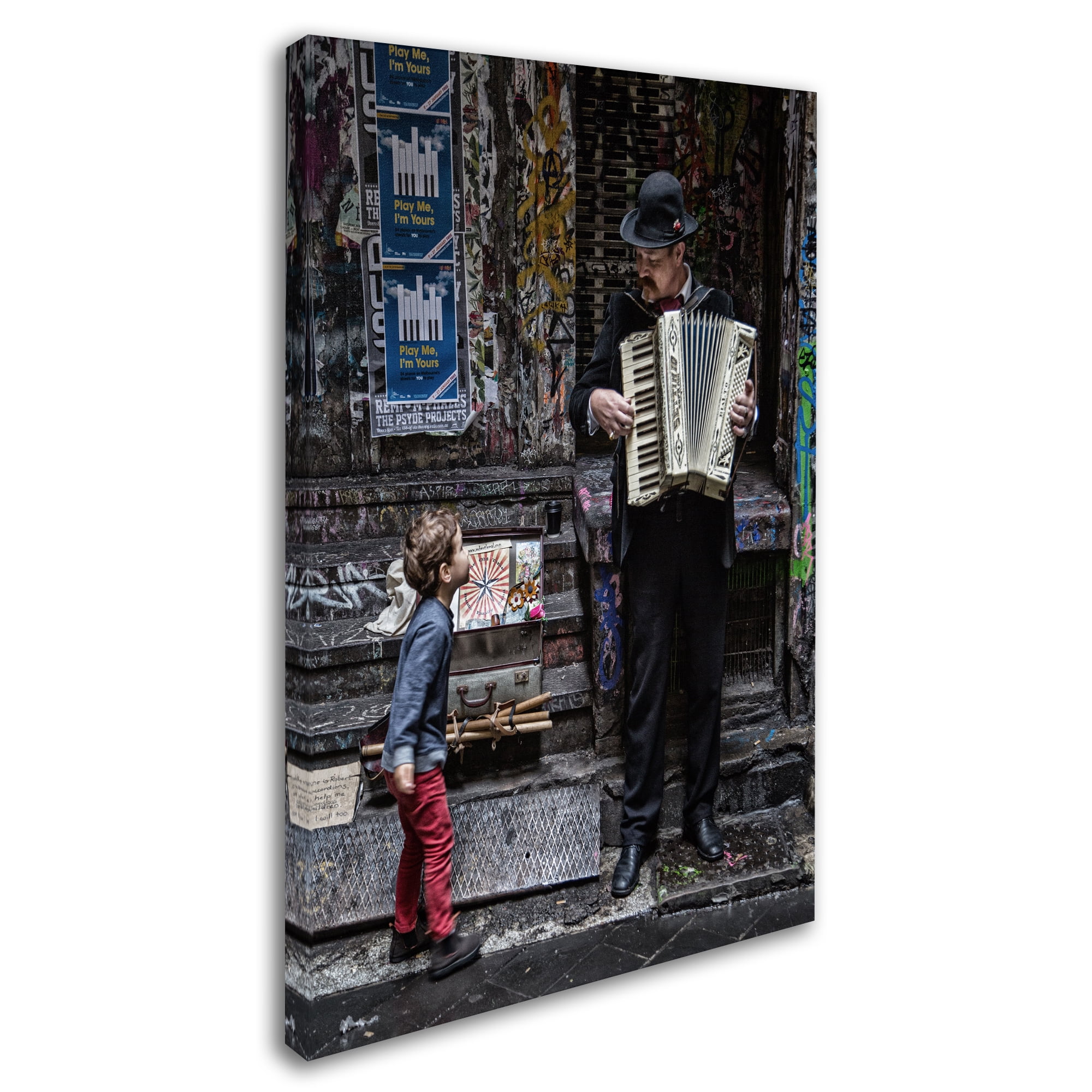 Vince Russell 'The Busker And The Boy' Canvas Art