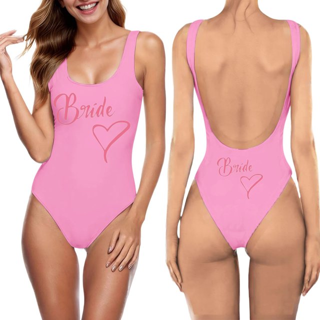 MKLEKYY Trajes De Baño mujer Natacion Women Fashion Letter Print Piece Swimsuit Sexy Bikini Swimwear Bathing Sleeveless Backless Swimsuit 1334