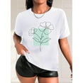 thumbnail image 1 of Camiseta para mujer Suave Transpirable veranoChic Floral Print Casual T-Shirt for Women - Crew Neck, Short Sleeve, Breathable Polyester - Perfect for Spring/Summer/FallFather's Day, Mother's Day, Ne, 1 of 8