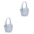 thumbnail image 1 of Advancent Hermosa cesta de satén con lazo para niña de flores para boda, ceremonia, fiesta, marfil Type1 NO1, 1 of 6