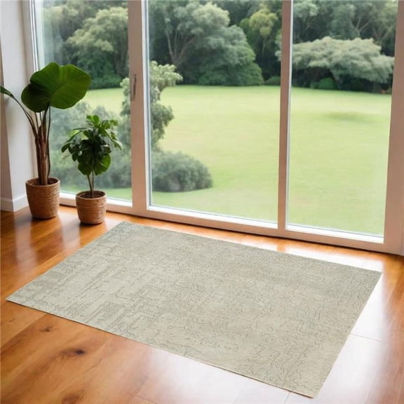 HomeRoots 548657 3 x 5 ft. Gray & Beige Abstract Non Skid Rectangle Machine Woven Area Rug