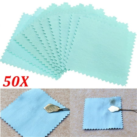50Pcs 8x8cm Gold & Sterling Silver Jewelry Polishing Cloth Cleaning for (Best Way To Clean Gold Jewelry)