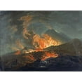 thumbnail image 2 of Volaire, Jacques Antoine 24x19 Black Ornate Wood Framed with Double Matting Museum Art Print Titled - Vesuvius Erupting at Night, 2 of 4