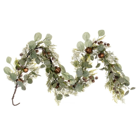 Vickerman 5' Artificial Winter Cedar, Pinecone, Eucalyptus, and Brown Jingle Bell Garland