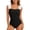 Black2, variant on Women One Piece Swimsuit Retro Square Neck Tummy Control Swimwear Ruched Full Coverage Bathing Suit L