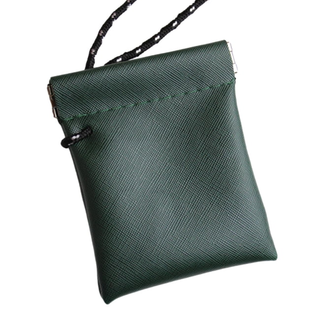 Bolsa colgante para el cuello shamjiam de cuero PU para auriculares Verde