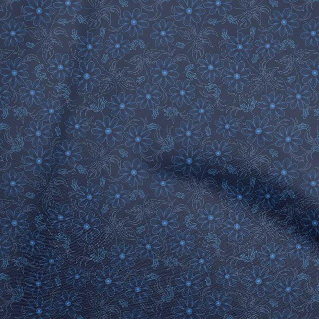 oneOone Rayon Dark Blue Fabric Floral Sewing Craft Projects Fabric Prints By Yard 56 Inch Wide