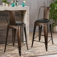 thumbnail image 2 of Leejay Coffee 24 inch High Back Counter Height Metal Barstool with Vegan Leather Seat, Set of 6, 2 of 5