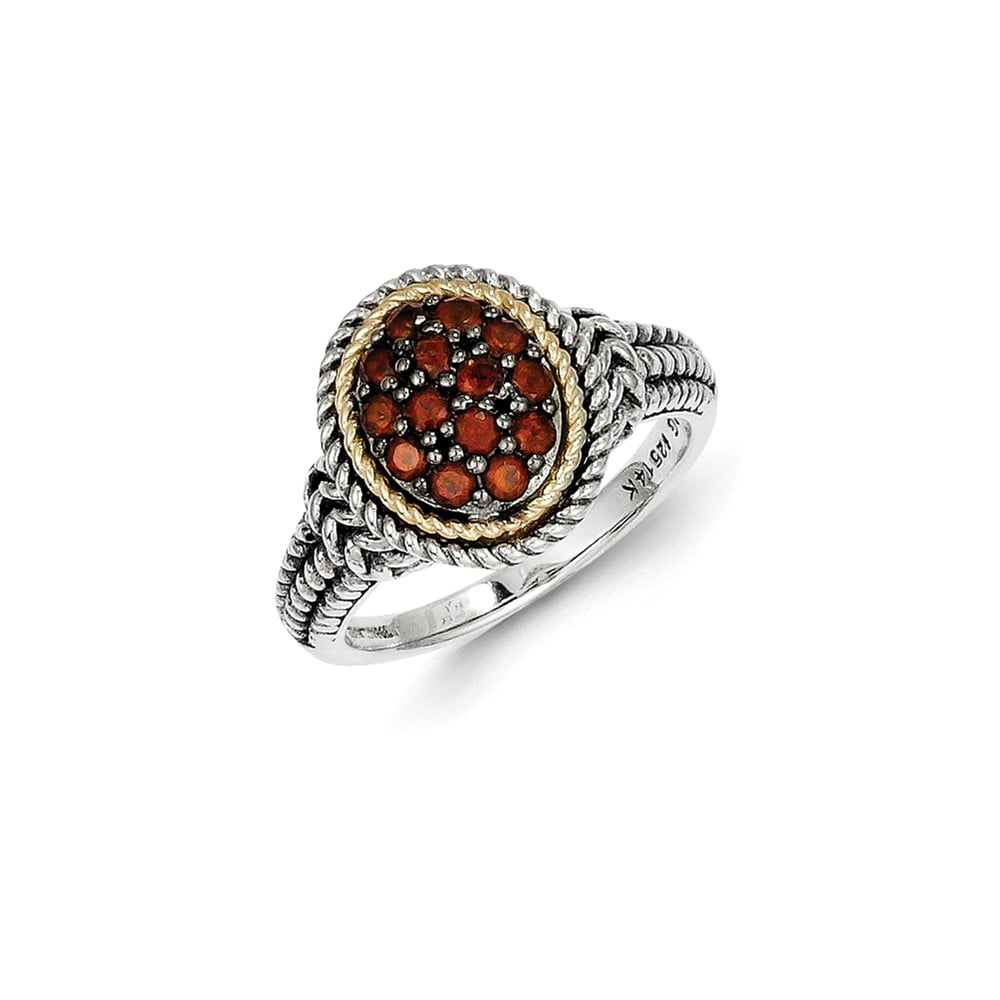 14K Yellow Gold with Garnet Ring Size-6 by