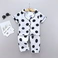 thumbnail image 2 of Girls Silk Pajamas Short Sleeve Loungewear Clothes Set Silk Button-Down Cute Cartoon Print Comfy Summer Lounge Sets Children 2 Piece Pjs for Girls Kids,12-18 Months, 2 of 4