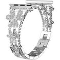thumbnail image 3 of Diamond Band Compatible with Apple Watch Bands for Women 42mm 44mm 45mm 49mm Series 9 Ultra SE 8 7 6 5 4 3 2 1, Sparkle Diamond Replacement Bracelet Wristband with Link Removal Tool, Silver, 3 of 5