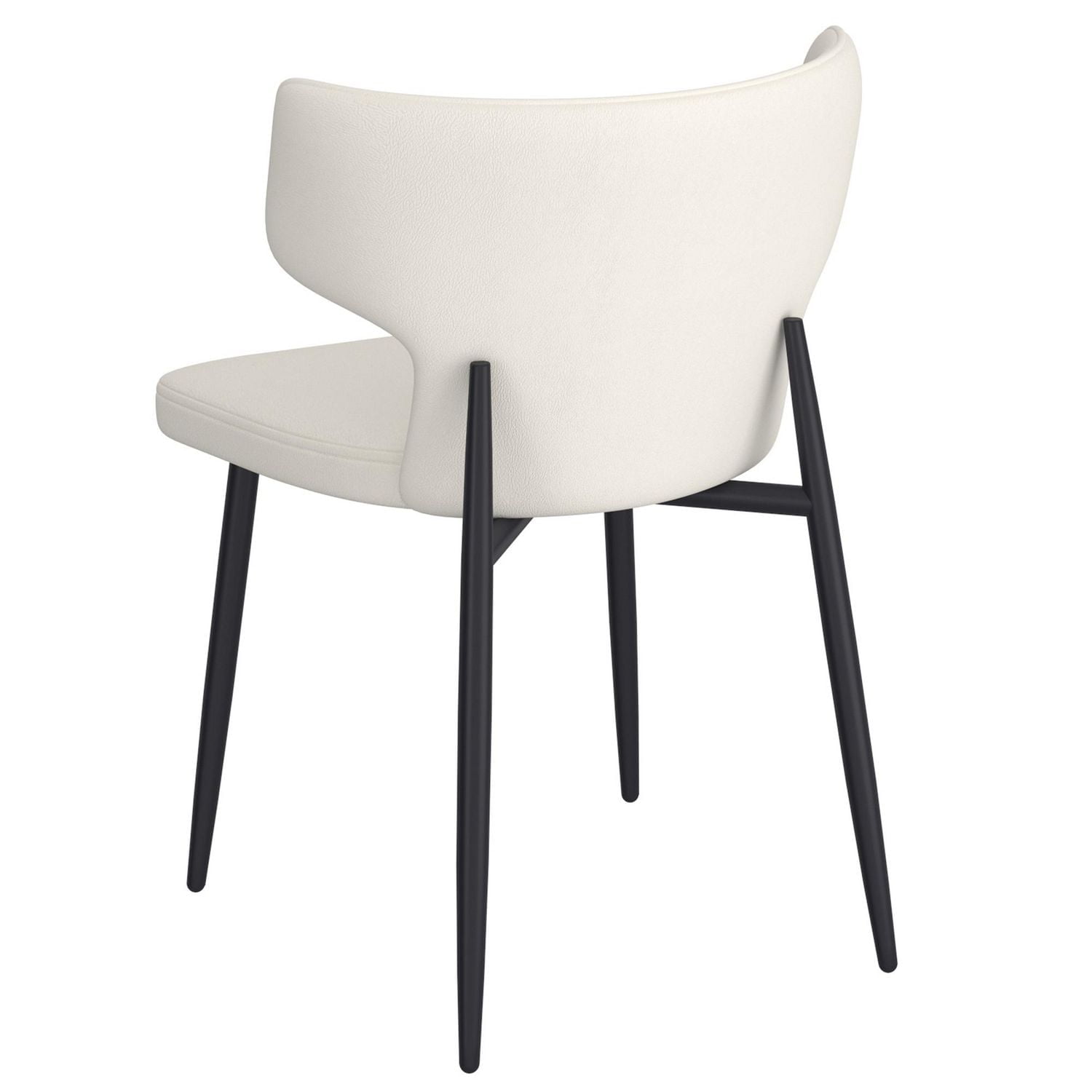 Contemporary Faux Leather and Metal Dining Chair, Set of 2 - Beige and Black