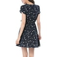 thumbnail image 4 of MODA NOVA Juniors Floral Crossover V Neck Petal Sleeves Belted Dress, 4 of 6
