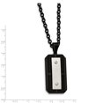 thumbnail image 2 of Stainless Steel Brushed Polished Black Ip-plated Dog Tag Necklace - 24 Inch - Measures 23.85mm Wide, 2 of 2