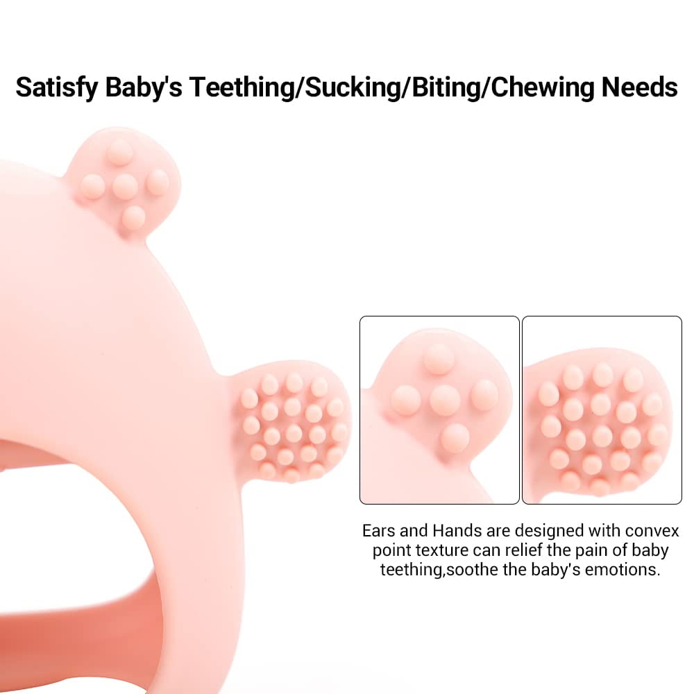 Baby Teething Toys, Silicone Baby Teether Toy for Infants 3+ Months, Never Drop Silicone Baby Mitten Teether for Soothing Teething Pain Relief, Baby Chew Toys for Sucking Needs, BPA Free