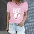 thumbnail image 5 of Endives Thou Shall Not Steal Unless You Can Beat The Throw Women's Letter Baseball Love Print Round Neck Short Sleeve T Shirt Top, 5 of 7