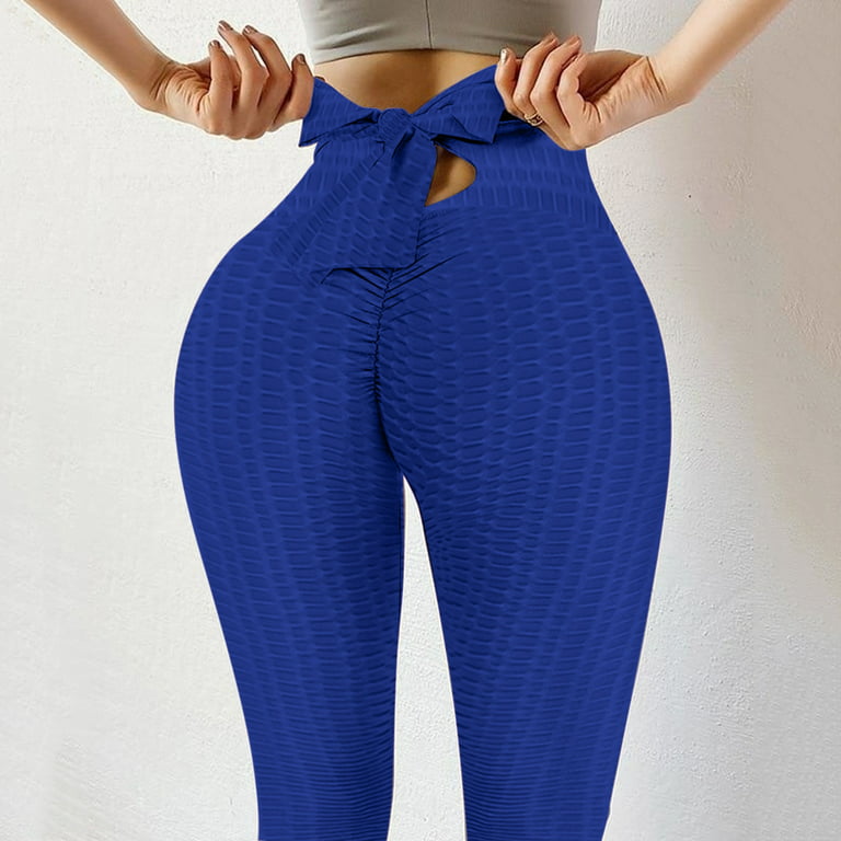 MELDVDIB Women's High Waist Yoga Pants Tummy Control Workout Ruched Butt  Lifting Tie Knot Stretchy Leggings on Clearance 
