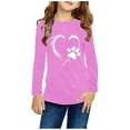 thumbnail image 2 of Holiday Outfits AJTQTH Lovely Dog Paw Heart Pattern Graphic T-Shirts for Kids Boys Girls Casual Long Sleeve Crewneck Pullover Sweatshirts Loose Oversized Baggy Shirts Pink 13-14 Years, 2 of 4