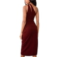 thumbnail image 3 of VISgogo Vestido sin mangas para mujer con un hombro Decoración hueca Estilo elegante Ropa de verano VISgogo moda, 3 of 9