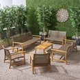 thumbnail image 5 of GDF Studio Beacher Outdoor 6 Piece Sofa and Loveseat Chat Set, Brown, 5 of 9