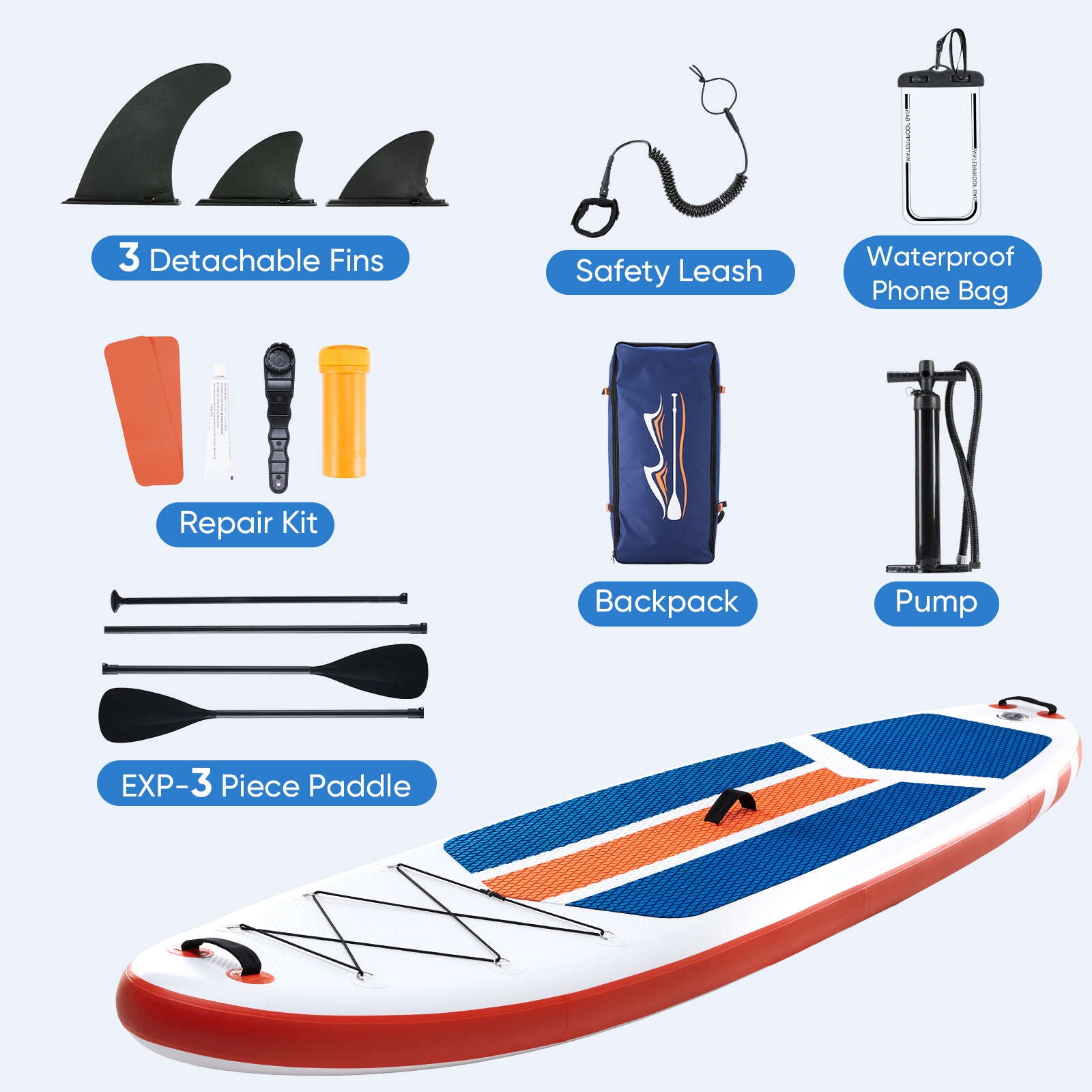Gianna Inflatable Stand Up Paddle Board with Premium SUP Paddleboard Accessories,2-in-1 Paddle for Adults,Orange