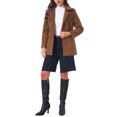 thumbnail image 2 of INSPIRE CHIC Women's Short Pea Coat Winter Warm Peter Pan Collar Double Breasted Belted Overcoat Jacket Slim Fit Work Outerwear XS Brown, 2 of 6