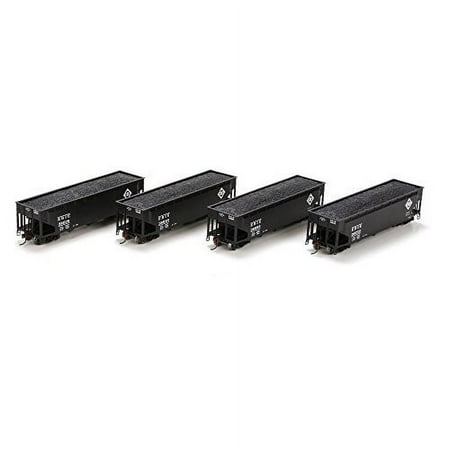 Athearn HO Scale 40' 3-Bay Offset Hopper/Load Erie Railroad (Black) 4-Pack #1