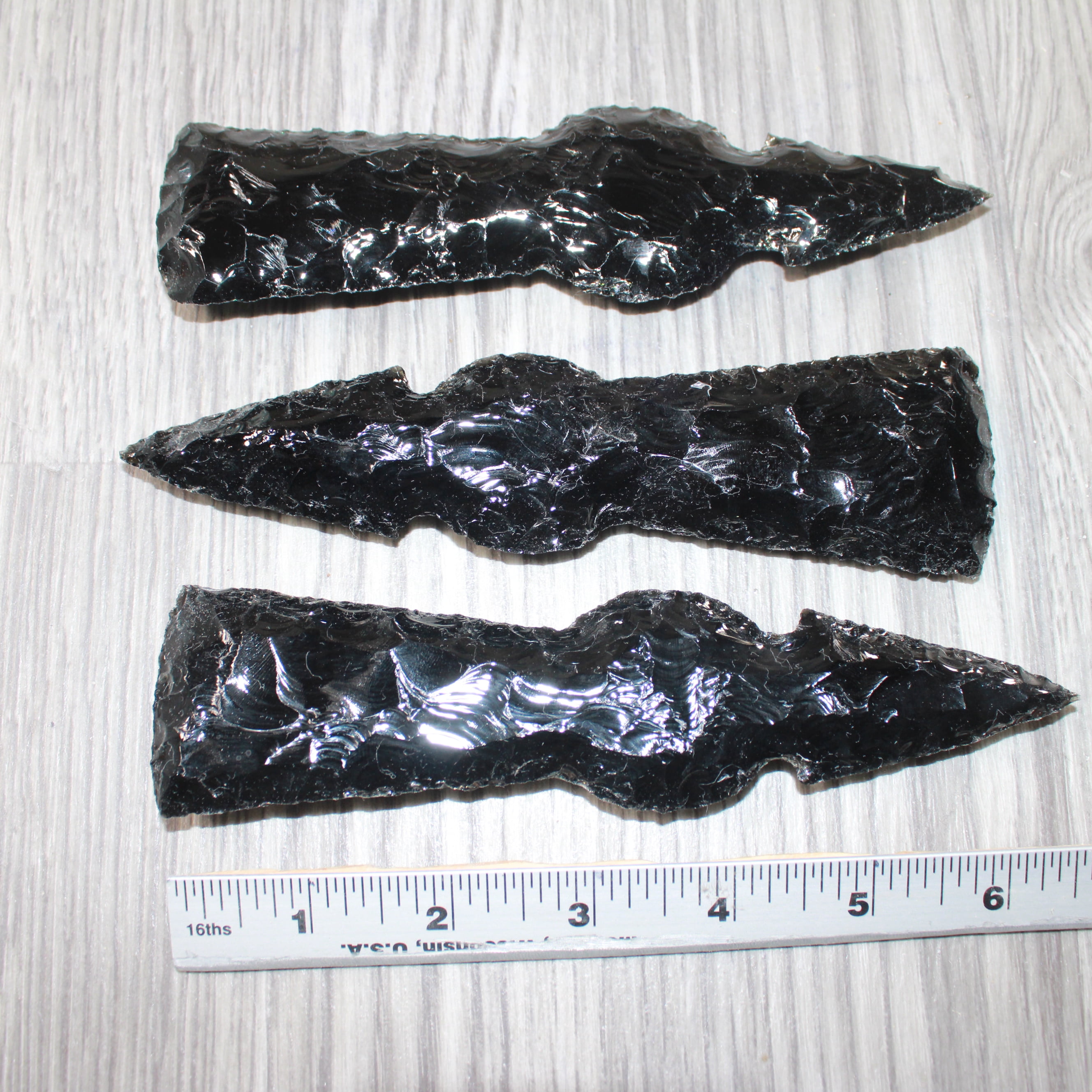 3 Obsidian Ornamental Tomahawk Heads  #6764    Axe Hatchet Ax