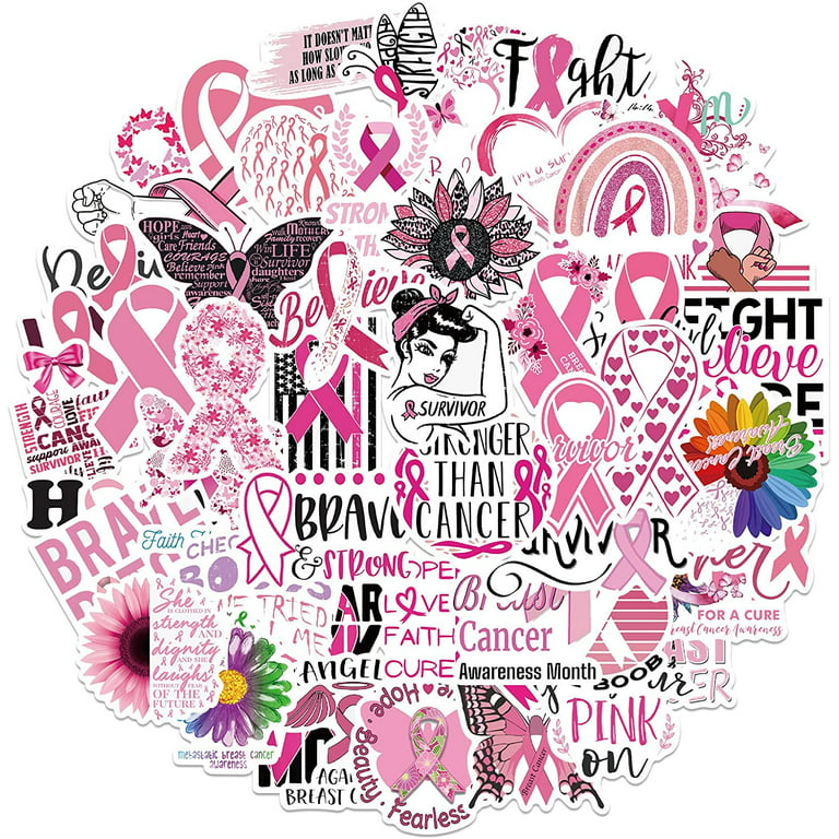Pink Ribbon Breast Cancer Icon Sticker