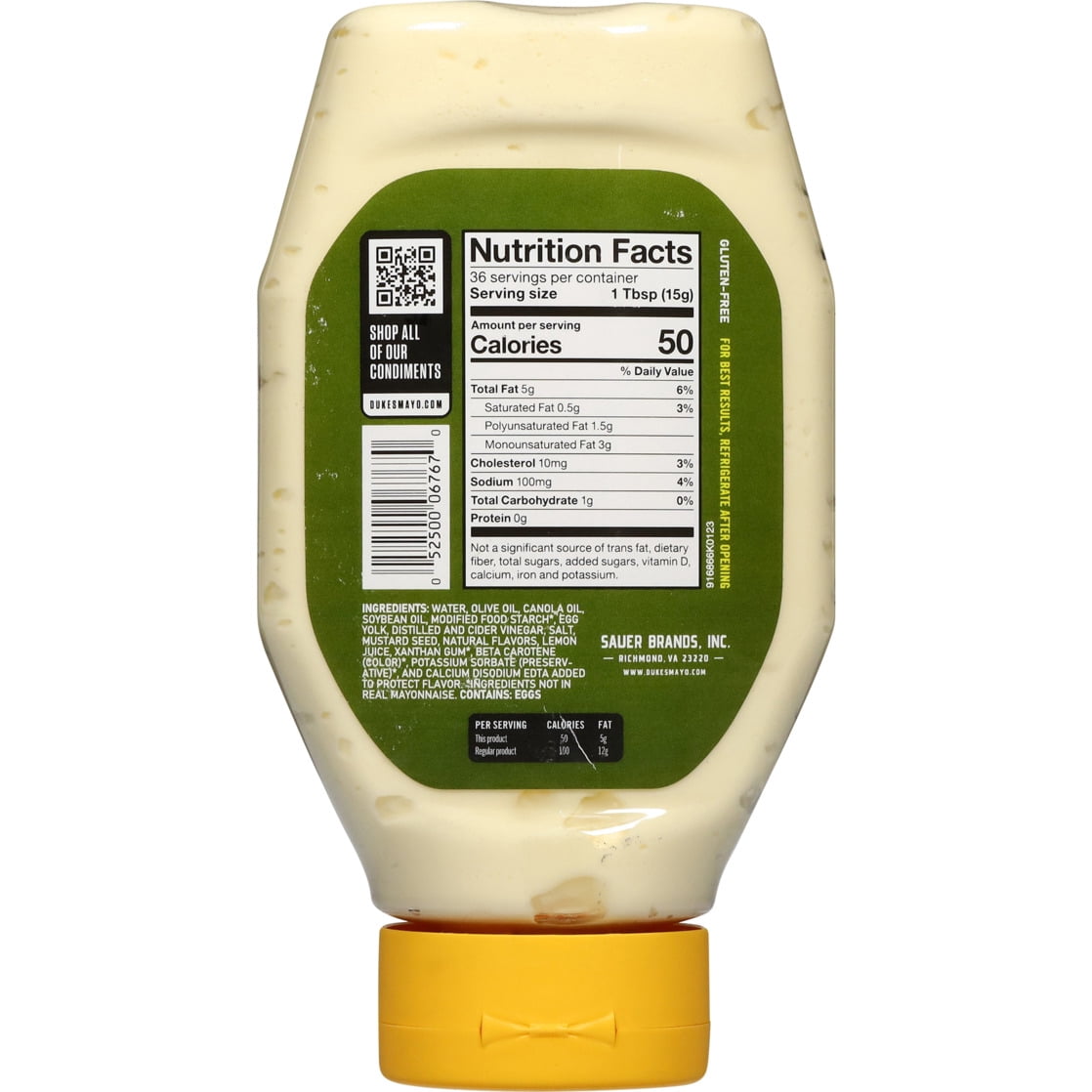 (12 pack) Duke's® Olive Oil Mayo, 18 oz Squeeze Bottle, Better-for Mayo, Smooth & Creamy