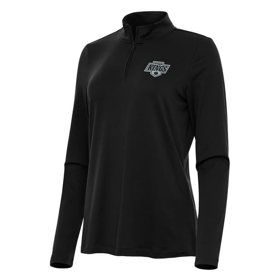 Women's Antigua Black Los Angeles Kings Reprocess Quarter-Zip Top