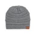 thumbnail image 2 of Unisex Trendy Warm Chunky Soft Stretch Cable Knit Slouchy Beanie Skully (Gift Set- Teal & Light Melange Gray), 2 of 4