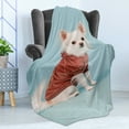 thumbnail image 4 of Chihuahua Soft Flannel Fleece Throw Blanket, Studio Portrait of Puppy with Clothes, Cozy Plush for Indoor and Outdoor Use, 50" x 70", Baby Blue Dark Salmon, by Ambesonne, 4 of 5
