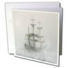 3dRose Image of Pirate Boat In Fog - Greeting Cards, 6 by 6-inches, set of 12
