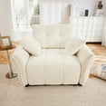 thumbnail image 2 of Comfortable Sofas 47" Ergonomic Single Seater Sofa with High-Resilience Support Cushions and Throw Pillows, Easy Assembly Modern Design for Living Room, Office, Study,White,Modern Sofas, 2 of 11